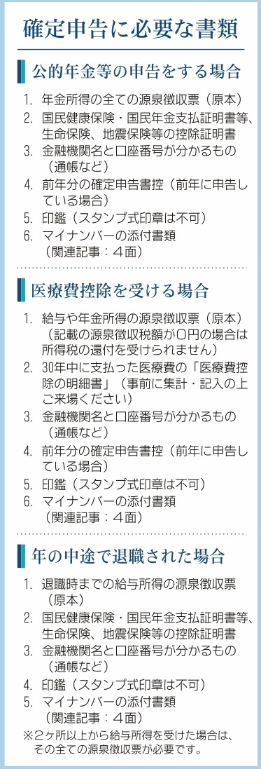 確定申告に必要な書類 公社 小田原青色申告会 公社 小田原青色申告会